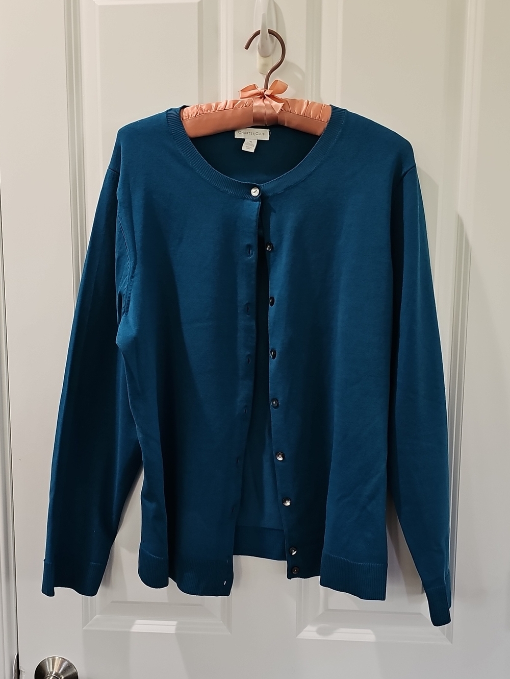 Charter Club Teal Button-Front Cardigan